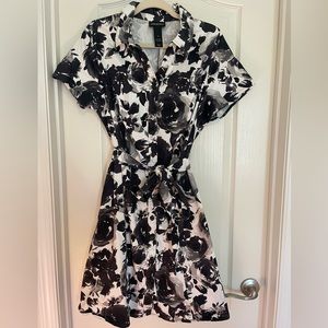 Lane Bryant Women’s Size 12 Belted Button Down Short Sleeve Cotton Dress